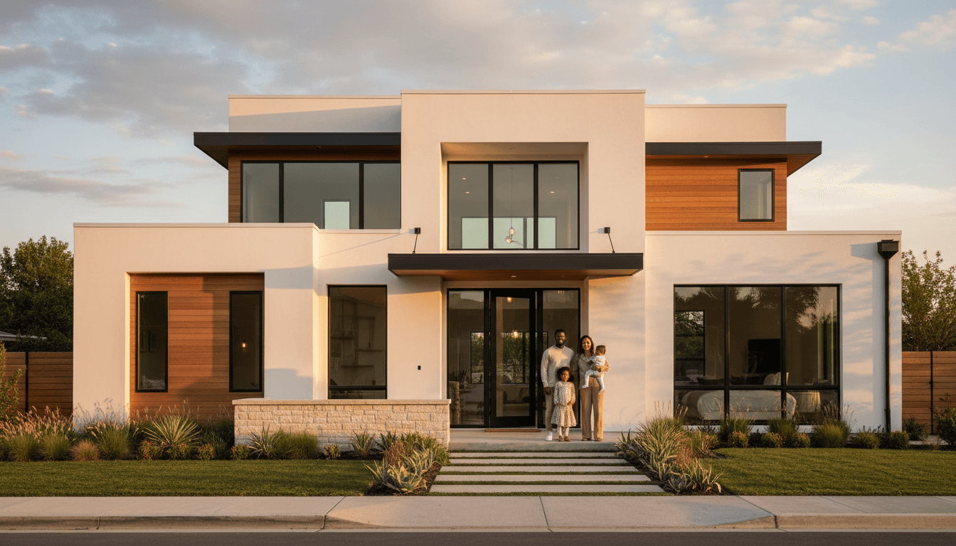 Newly renovated home exterior with fresh siding and a pickup truck in Sioux Falls