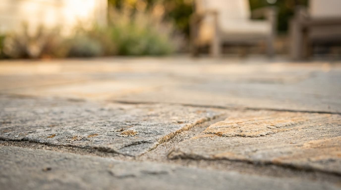 New concrete patio with sealed finish