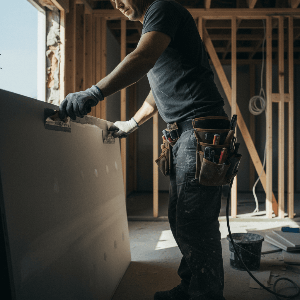 Basement finishing project with new drywall